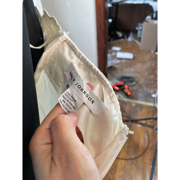 Vintage Nancy Johnson Off-Shoulder Velvet & Lace Midi Dress – Sz 14 - Picture 8 of 16